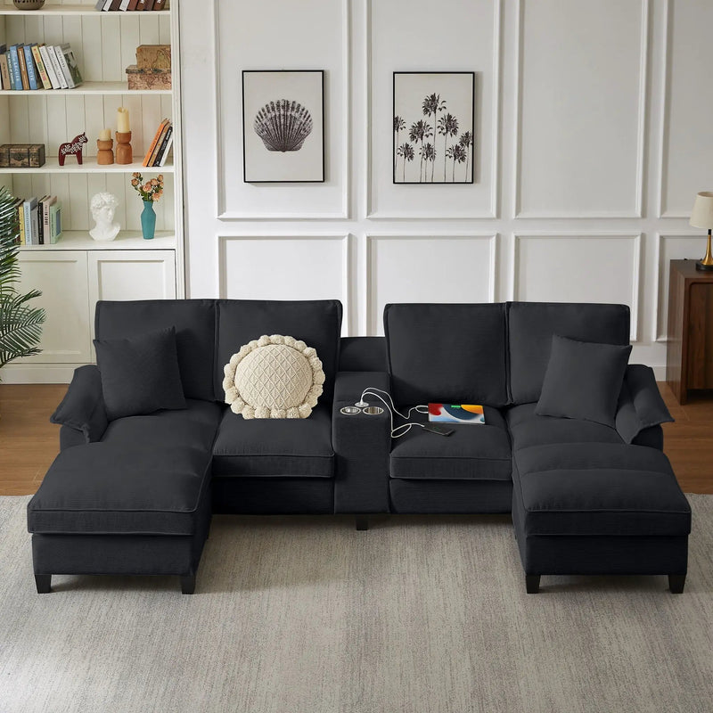 Modern U-Shaped Sectional Sofa Bed With Storage by HouseOfZazla