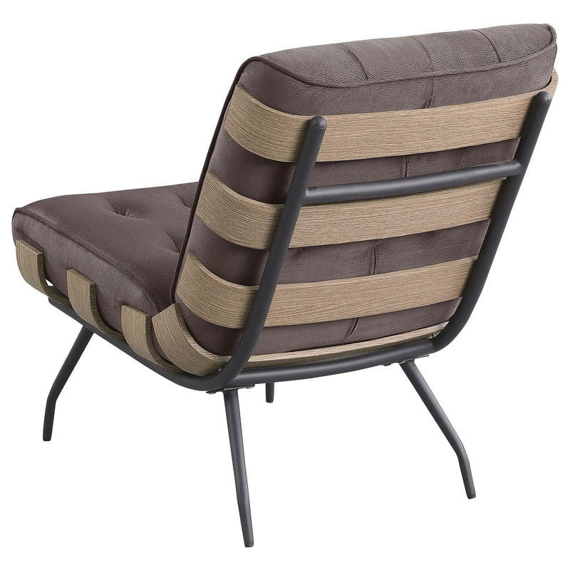 Aloma Upholstered Tufted Armless Accent Chair Brown by Unique Piece Furniture