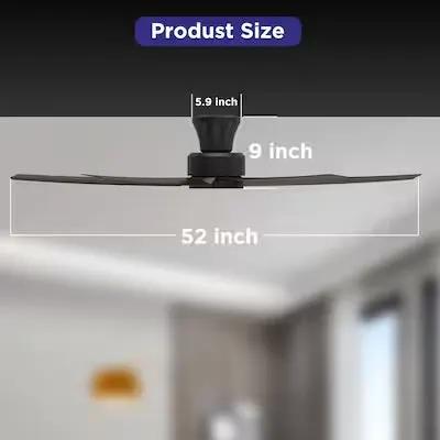 Open Box ocioc WFIVE 52-in Integrated LED Flush Mount Matte Black with Matte Black by Selzalot