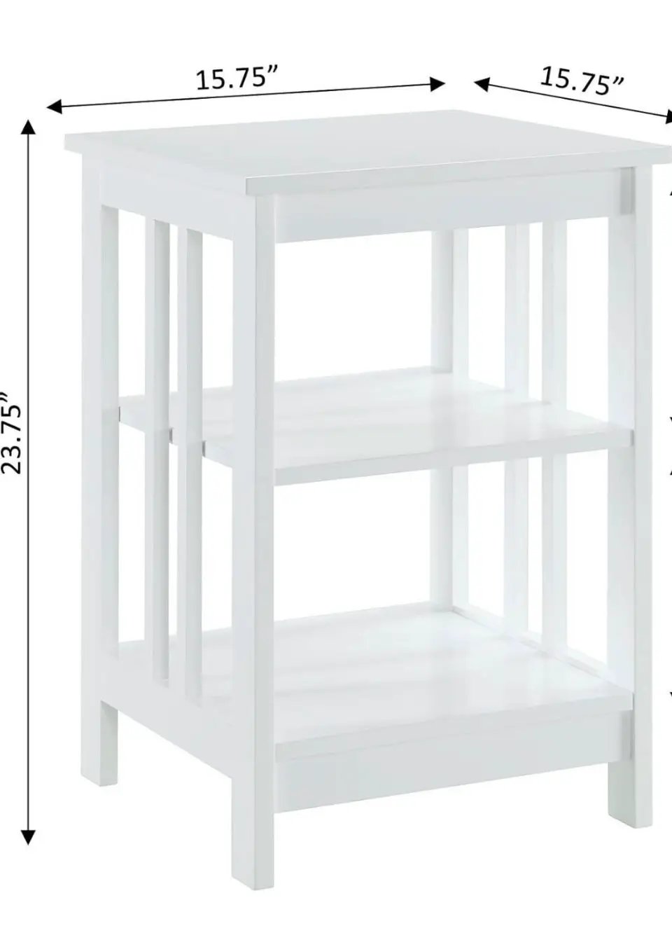 Open box Convenience Concepts Mission End Table with Shelves, White by Selzalot
