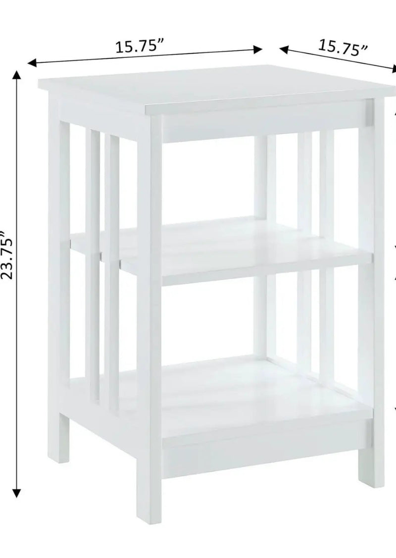 Open box Convenience Concepts Mission End Table with Shelves, White by Selzalot