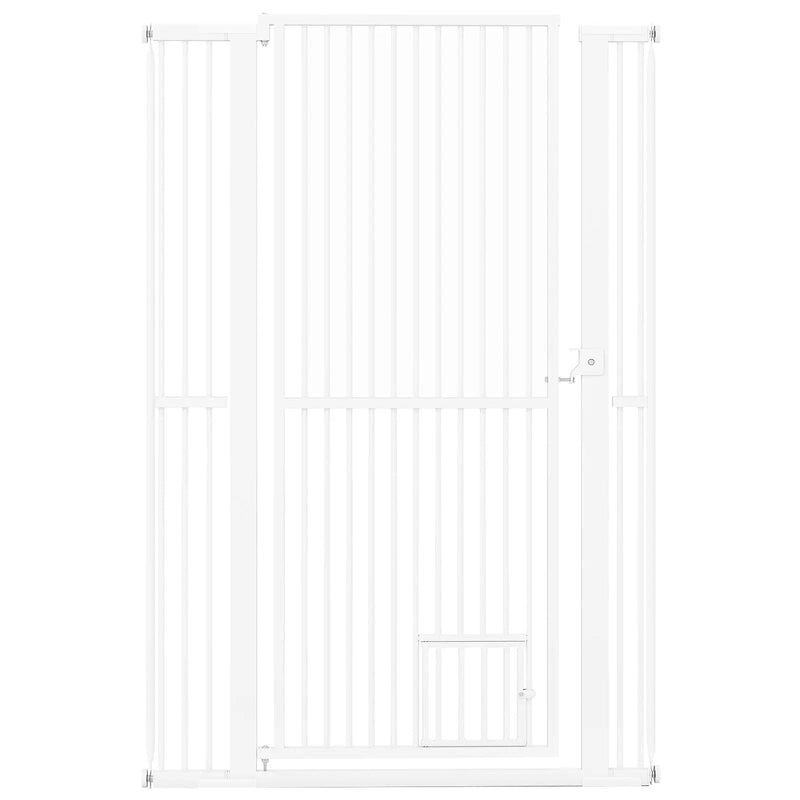 59‚Äù Extra Tall Pet Gate Heavy-Duty Metal Cat Gate with Wide Opening-White by DirectDeals