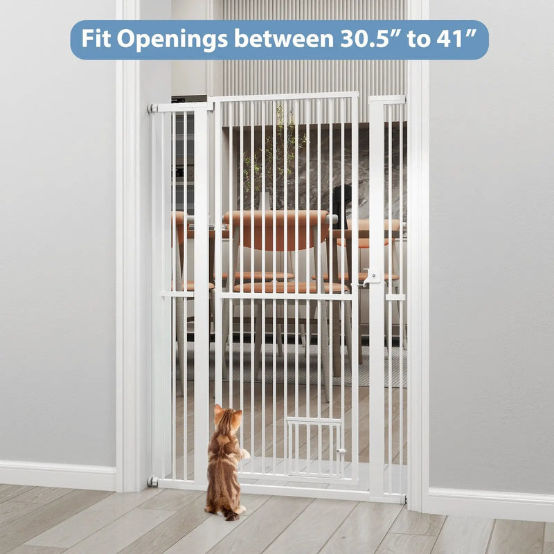 59‚Äù Extra Tall Pet Gate Heavy-Duty Metal Cat Gate with Wide Opening-White by DirectDeals