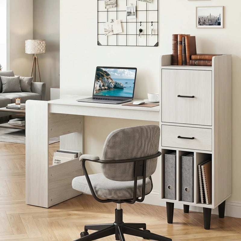 59" L-Shaped Corner Desk with Storage Shelves and Drawer by DirectDeals