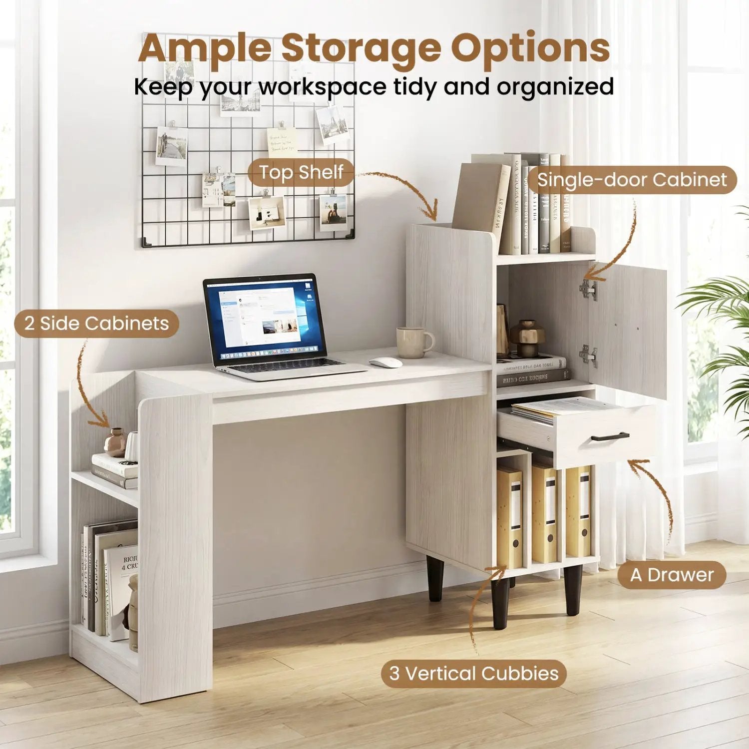 59" L-Shaped Corner Desk with Storage Shelves and Drawer by DirectDeals