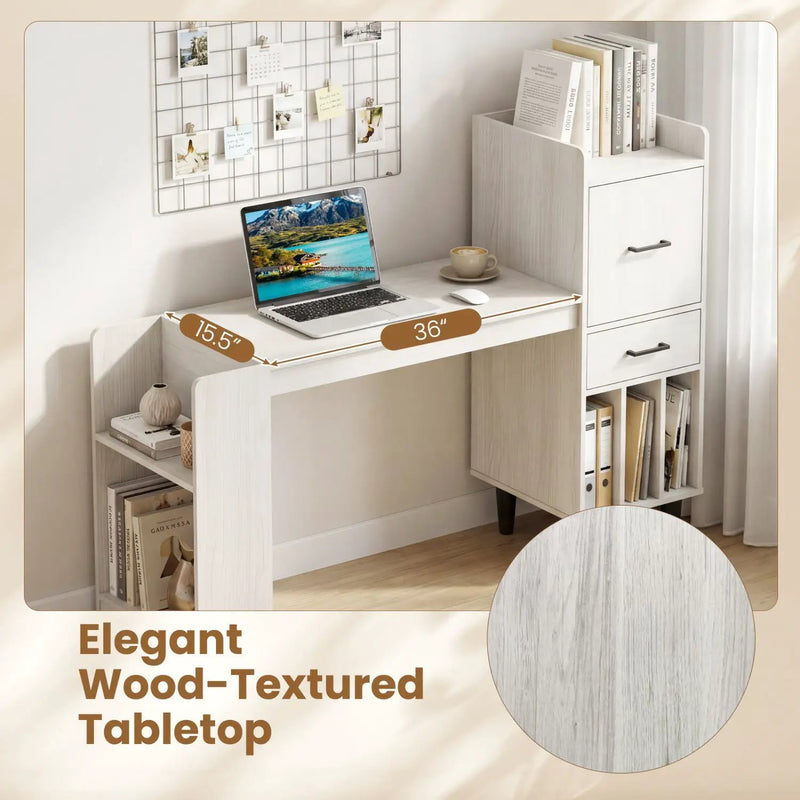 59" L-Shaped Corner Desk with Storage Shelves and Drawer by DirectDeals