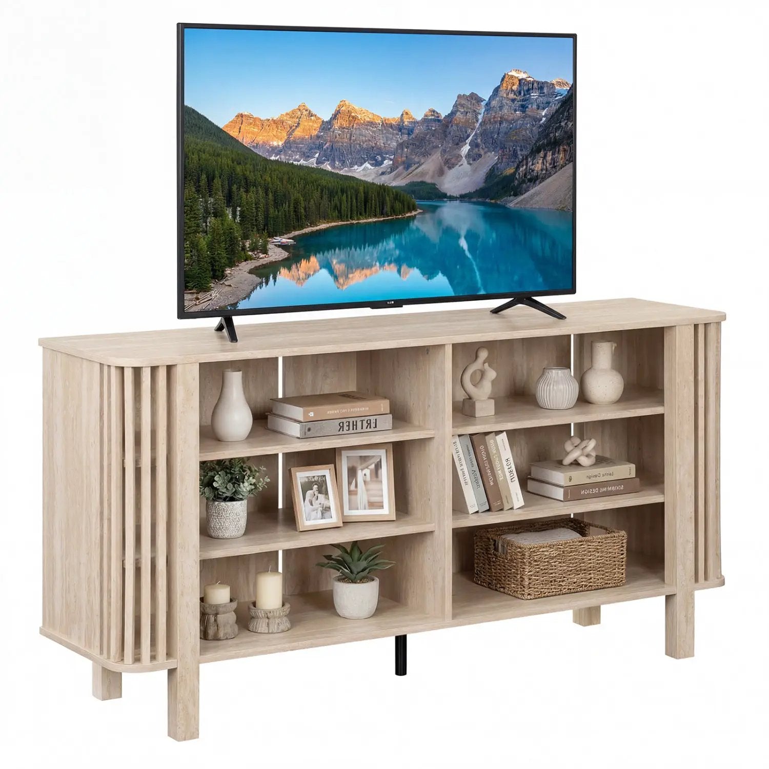 59 Inch TV Stand for TVs Up to 55 Inches with Adjustable Shelves by DirectDeals