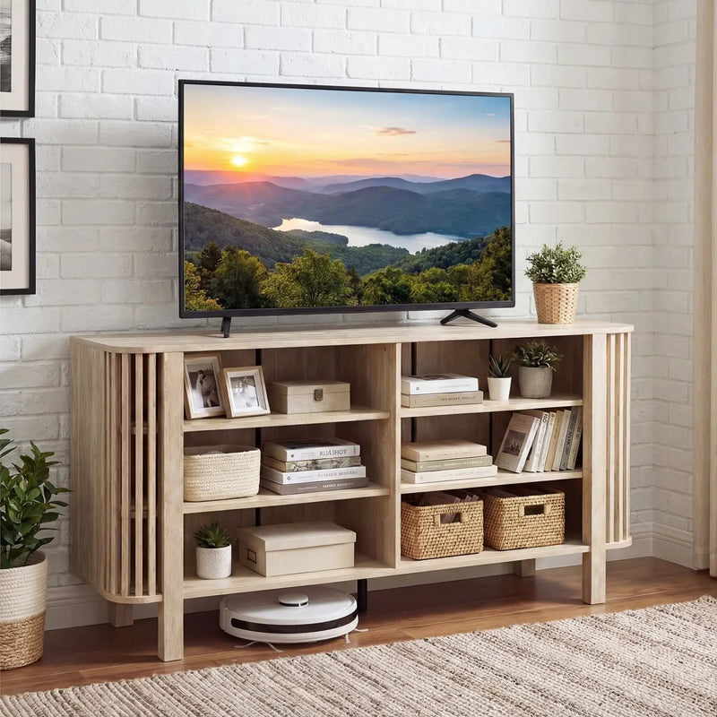 59 Inch TV Stand for TVs Up to 55 Inches with Adjustable Shelves by DirectDeals