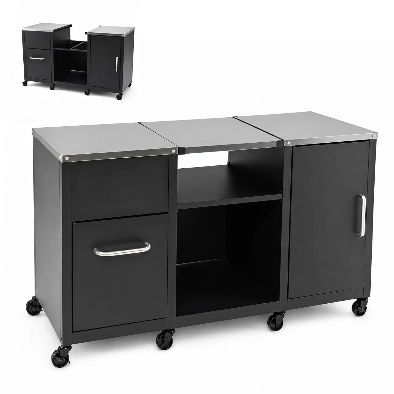 Outdoor Grill Table 59" with Removable Shelves & Storage by DirectDeals