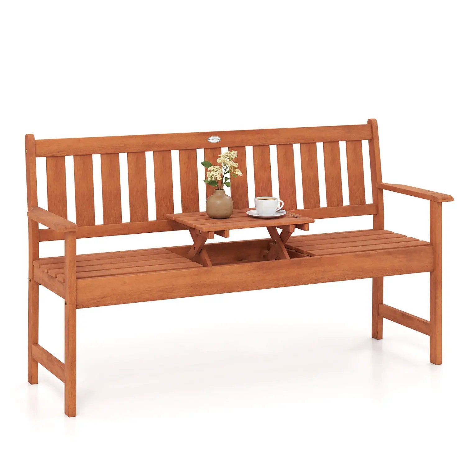 59" Outdoor Wood Garden Bench with Pull by DirectDeals