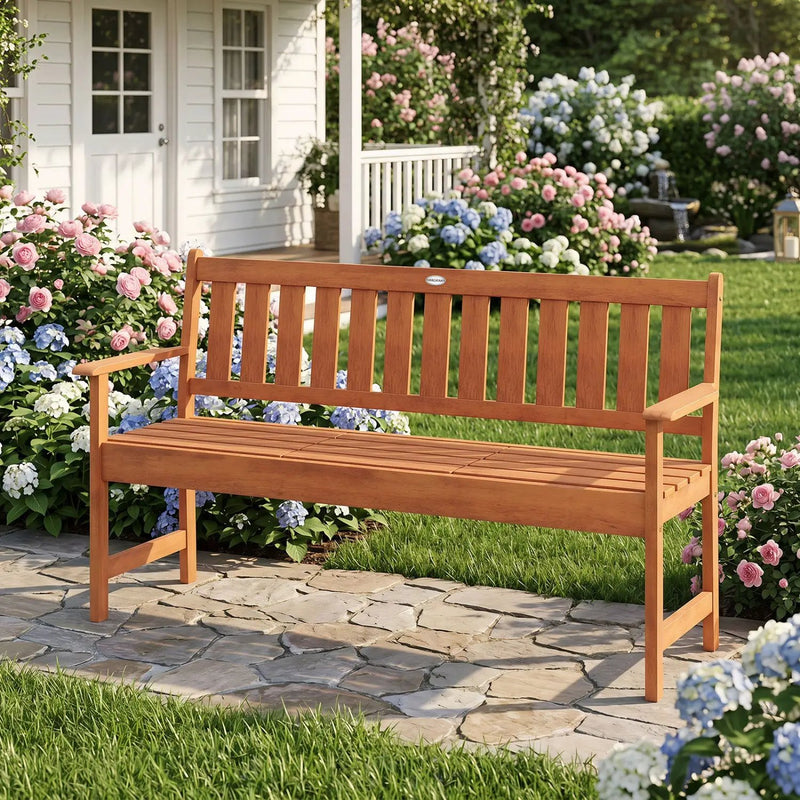 59" Outdoor Wood Garden Bench with Pull by DirectDeals