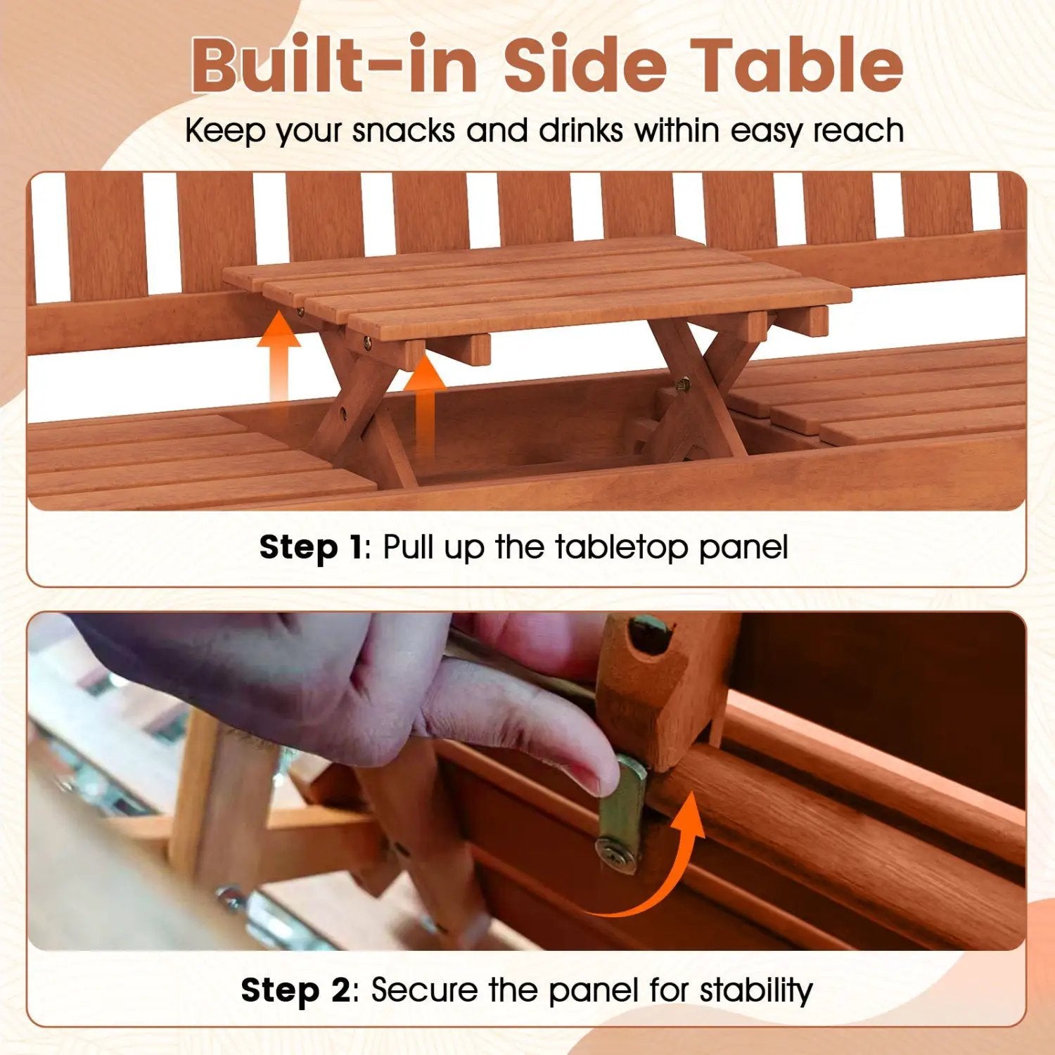 59" Outdoor Wood Garden Bench with Pull by DirectDeals