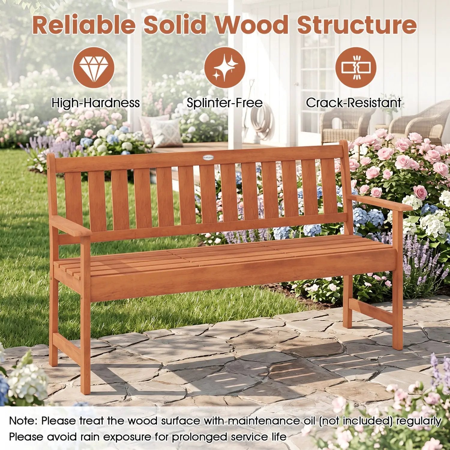 59" Outdoor Wood Garden Bench with Pull by DirectDeals