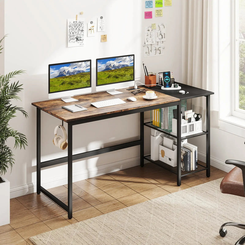 59 Inch Home Office Computer Desk with Removable Storage Shelves by DirectDeals