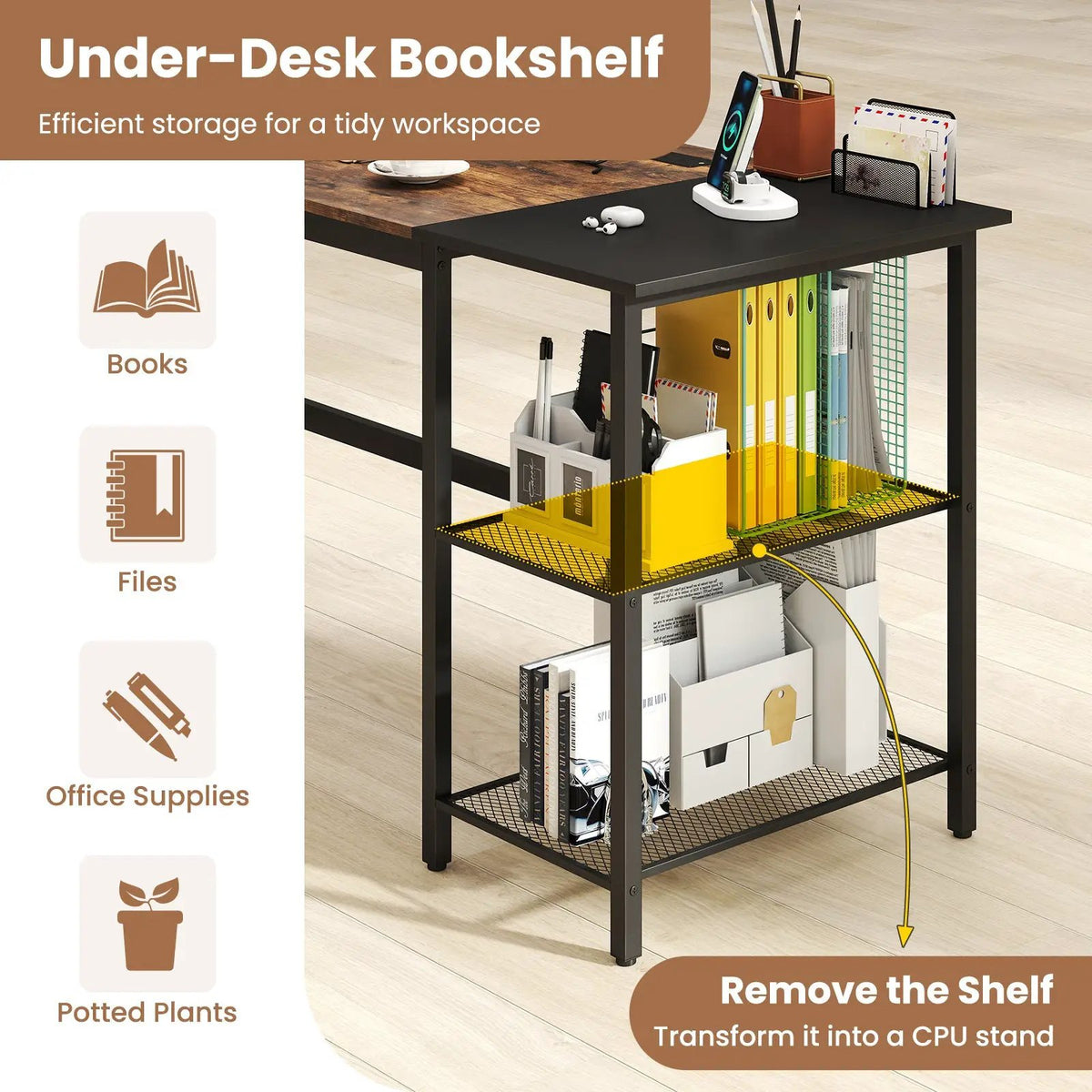 59 Inch Home Office Computer Desk with Removable Storage Shelves, photo 16 of 16