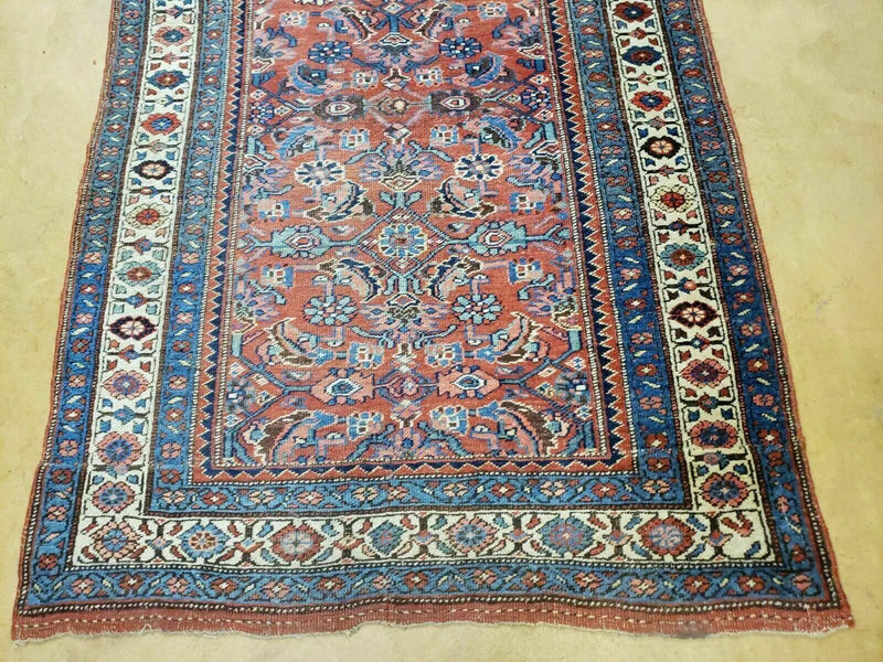 3' 8" X 11' Antique Handmade Turkish Wool Rug Veg Dye Runner Nice Rusted Red by Jewel Rugs