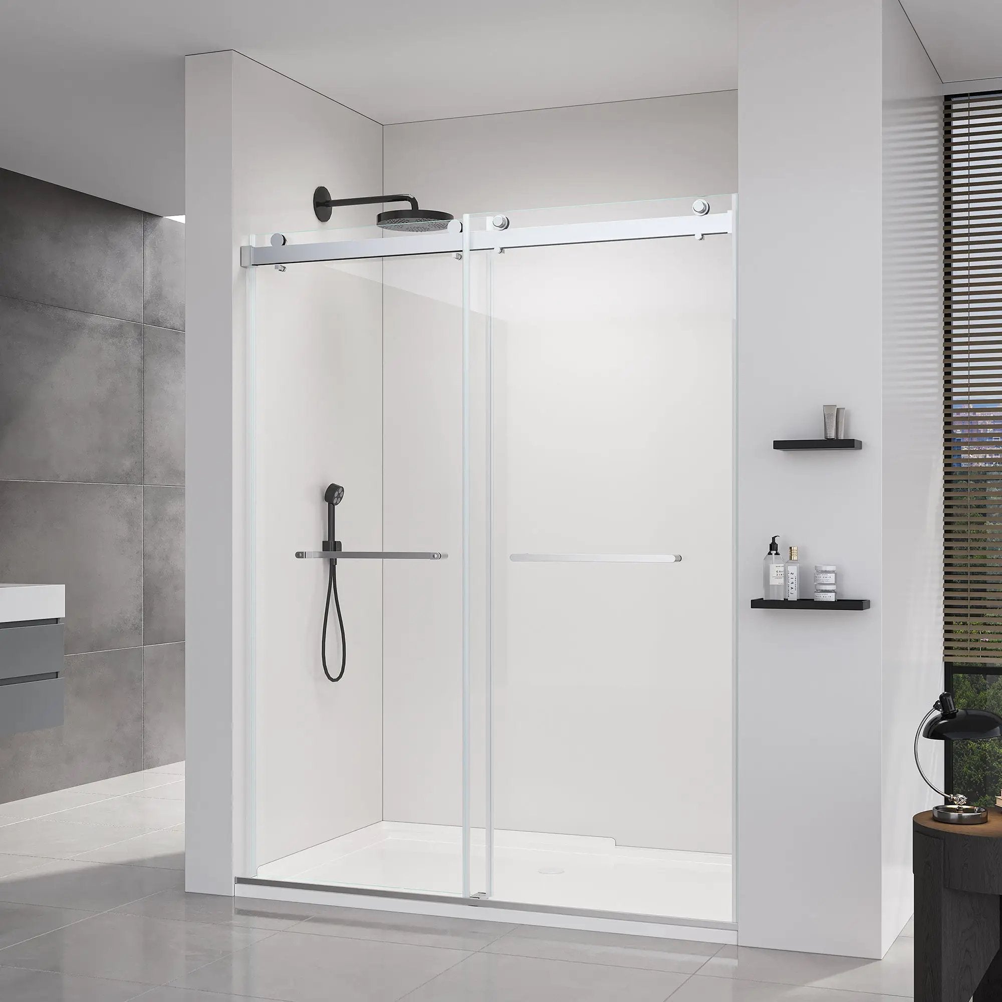Double Sliding Frameless Soft-Close Shower Door by HouseOfZazla