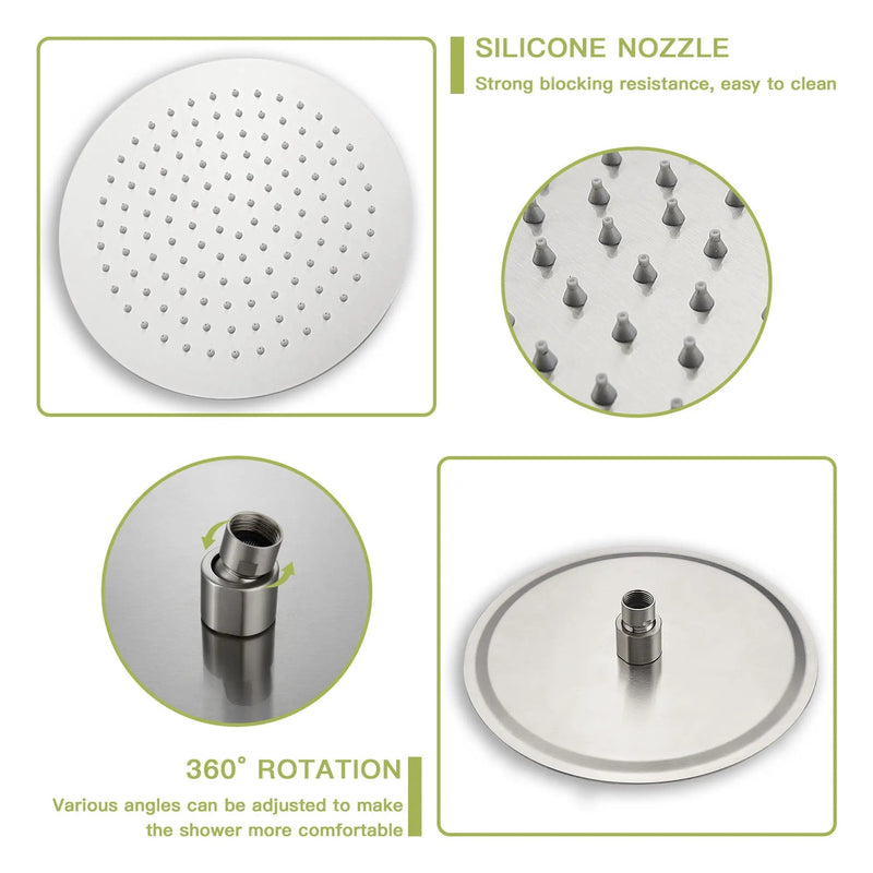 10" Round Rain Shower Head System With Waterfall Tub Spout, Wall Mounted, Stainless Steel by HouseOfZazla