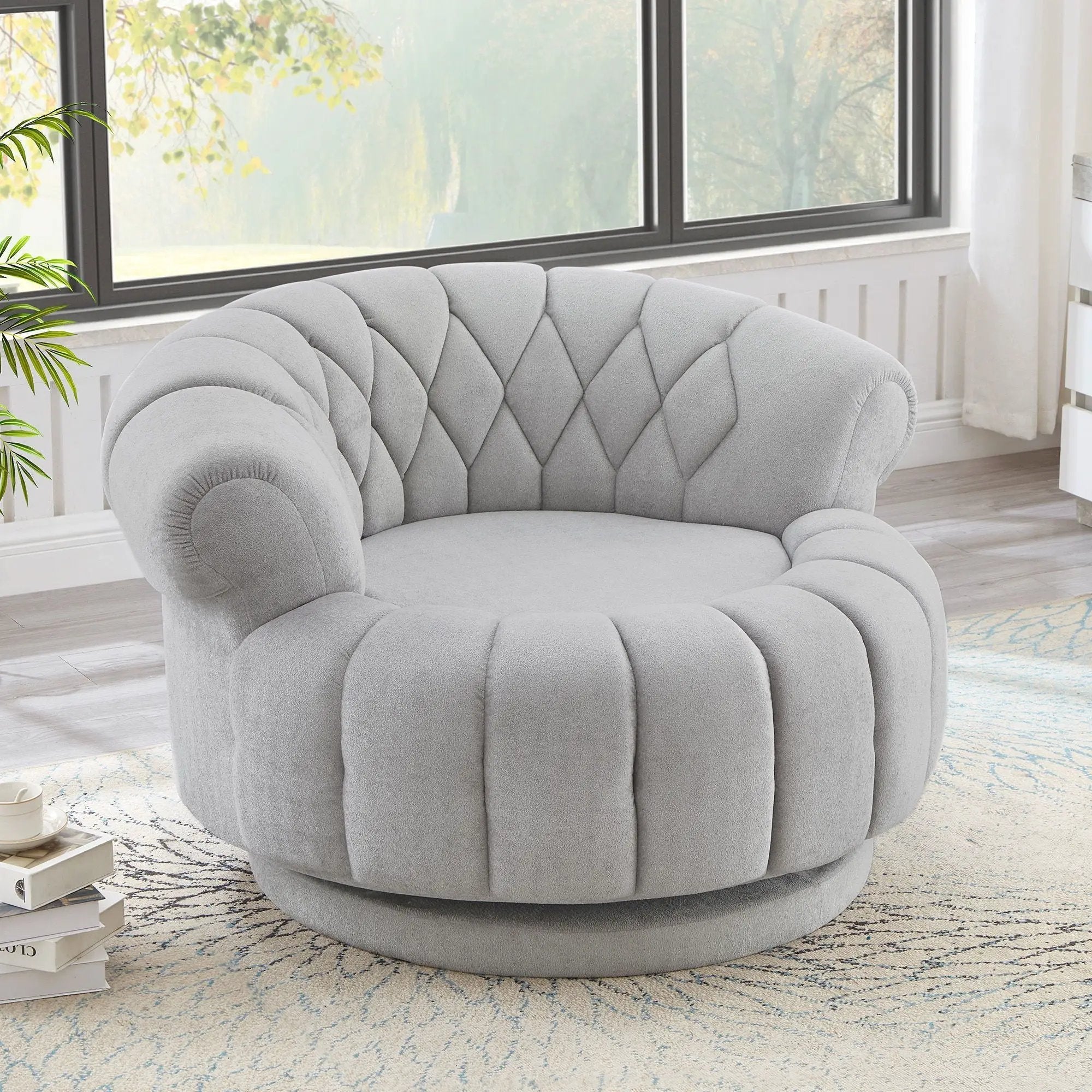 Round Swivel Accent Chair With Rotation by HouseOfZazla
