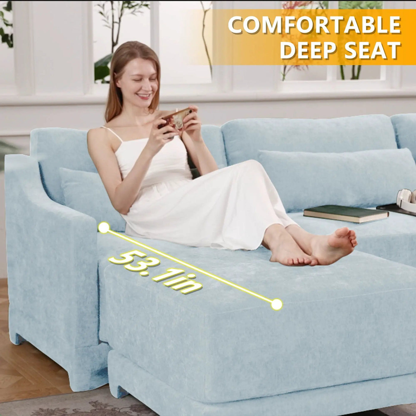 Stylish Sofa With Ottoman And Lumbar Pillows, Ergonomic Design by Unique Piece Furniture