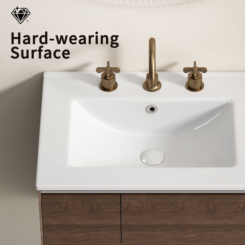 Vessel Sink With 3 Holes, Oval Design For Bathroom - Milk White by HouseOfZazla