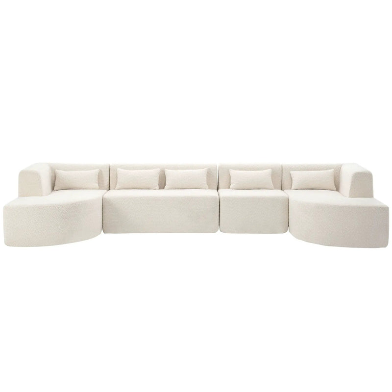 Upholstered Sofa Free Combined Sofa Couch With 2 Chaise Lounge And Five Back Pillows For Living Room by HouseOfZazla