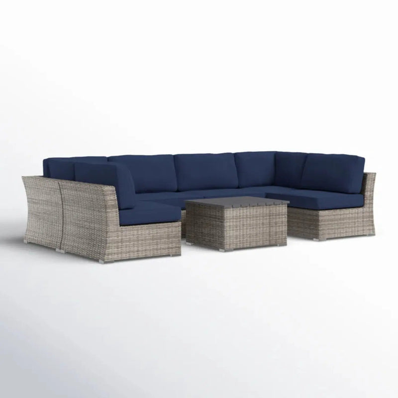 Wicker Sectional Sofa With Cushions And Table by HouseOfZazla