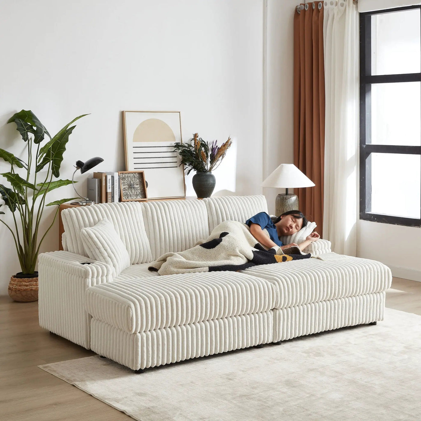 3 Seater Sofa With 2 Ottomans For Living Room by HouseOfZazla