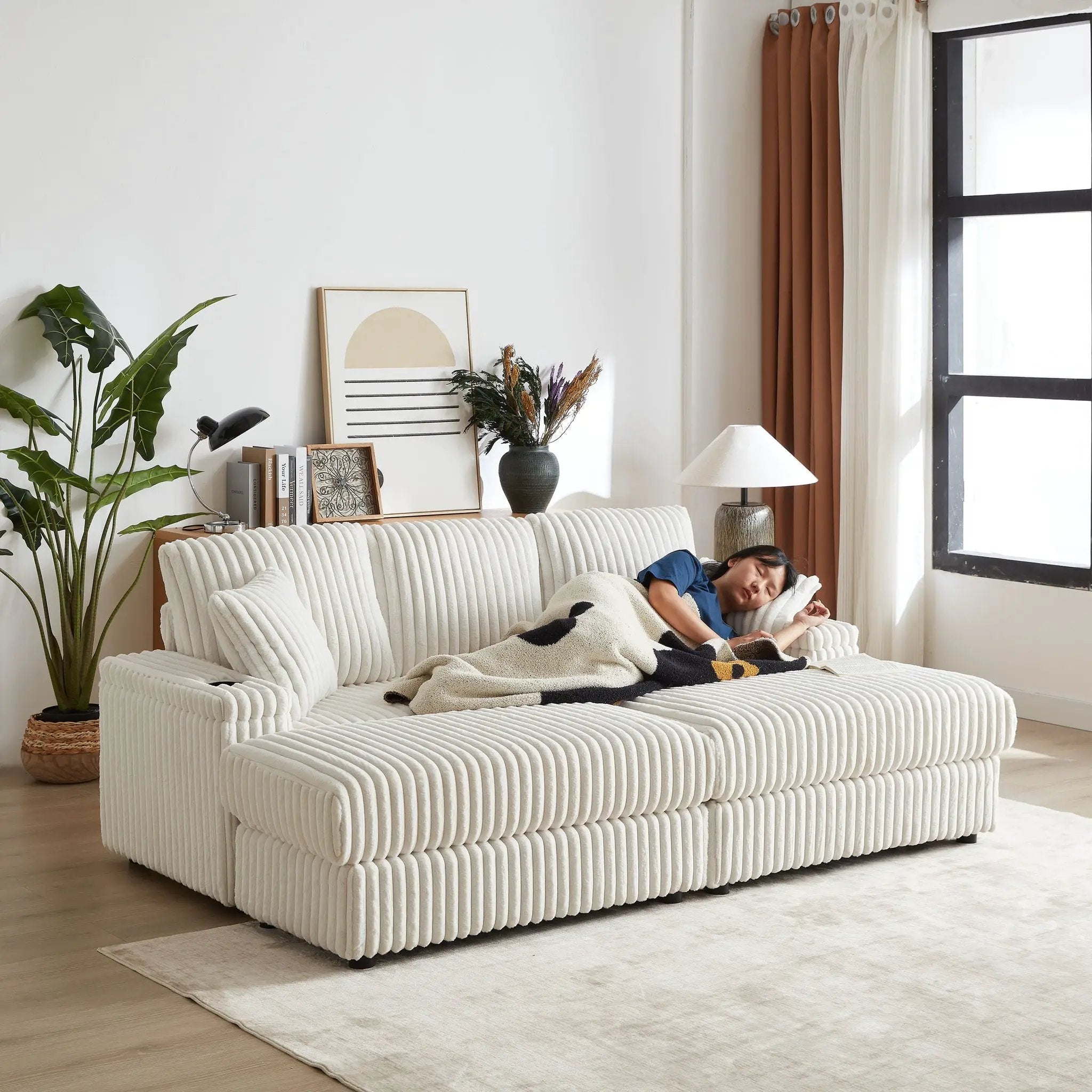 3 Seater Sofa With 2 Ottomans For Living Room by HouseOfZazla