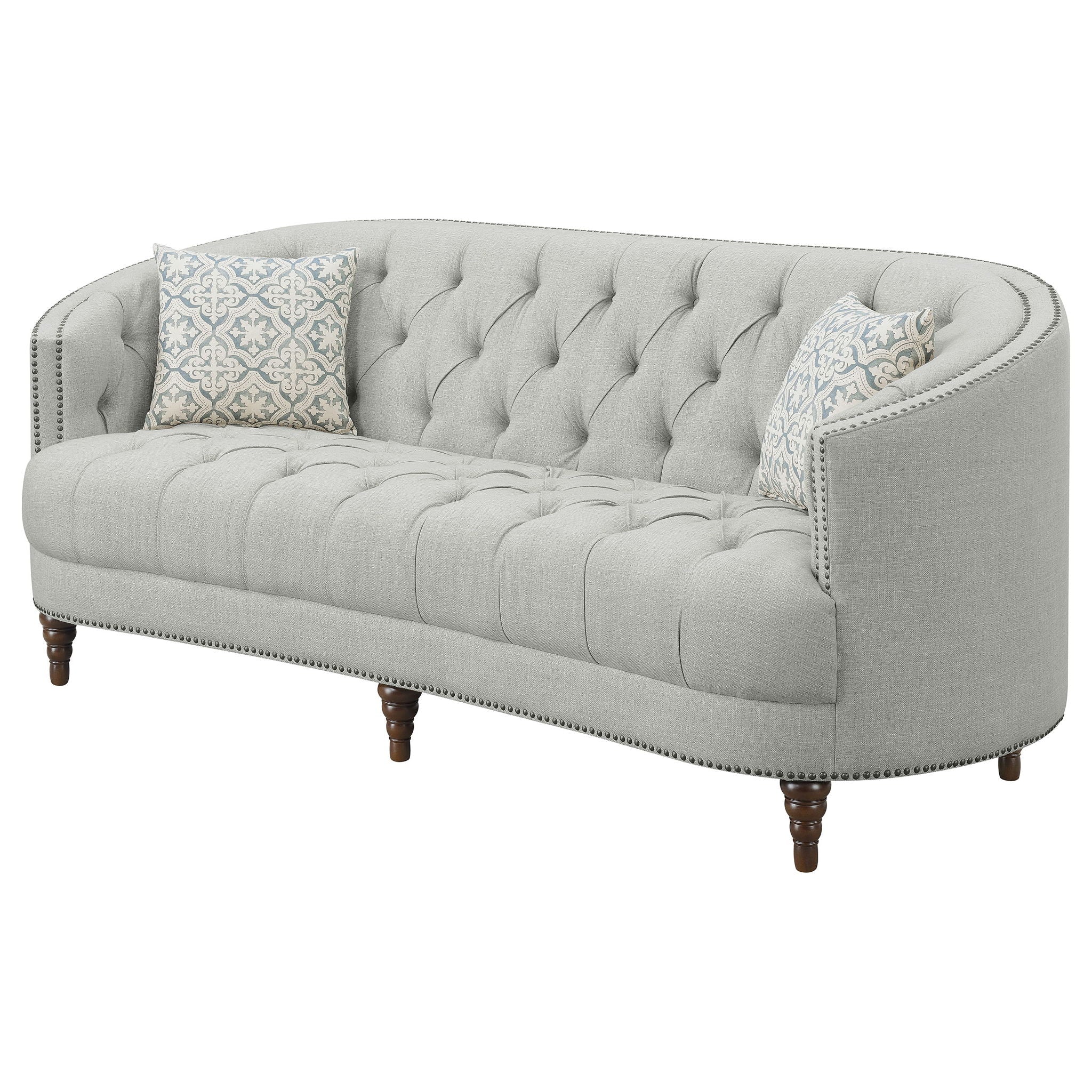 Veronica - Light Sloped Sofa With Tufted Elegant Upholstered Lounge Seating - Light Gray by HouseOfZazla