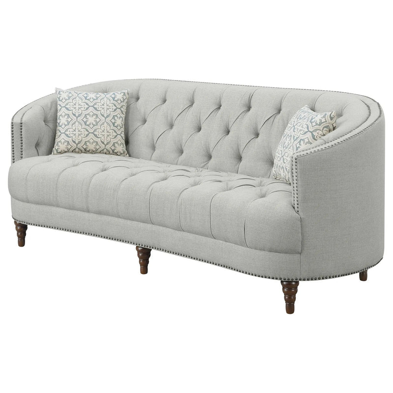 Veronica - Light Sloped Sofa With Tufted Elegant Upholstered Lounge Seating - Light Gray by HouseOfZazla