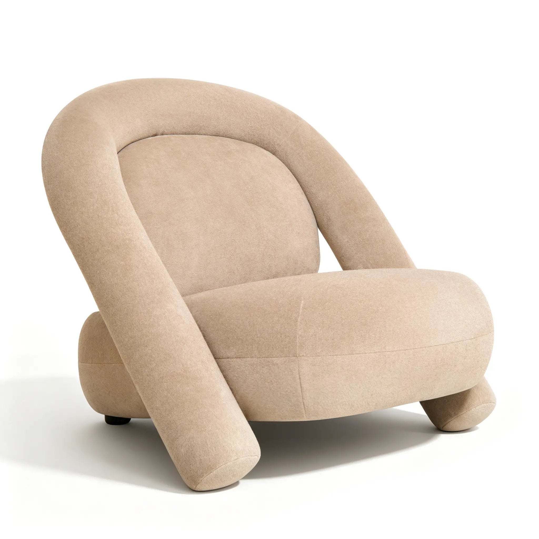 Stylish Dark Beige Velvet Lounge Chair by HouseOfZazla