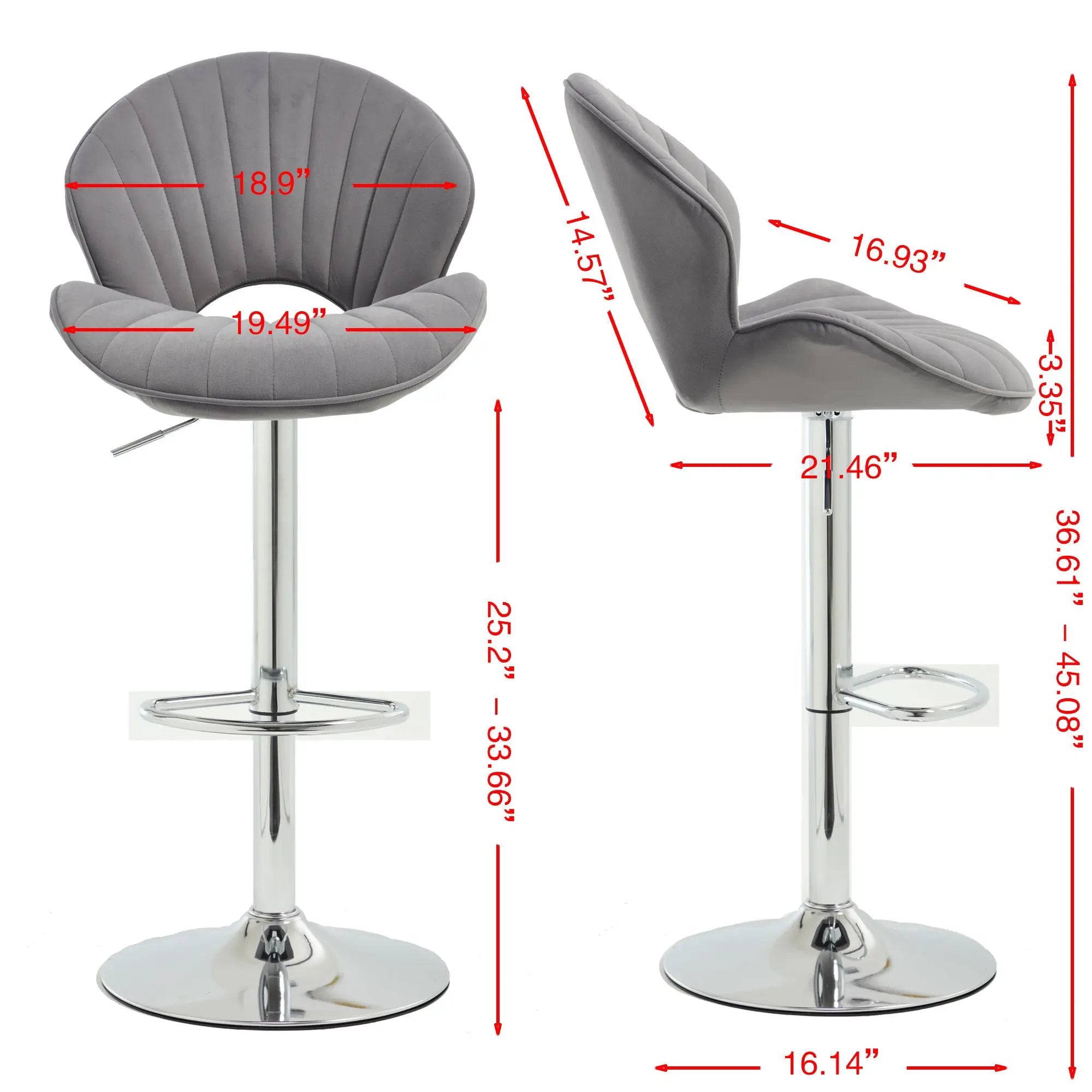 Bar Stools Set of 2 - Adjustable Barstools with Back and Footrest by HouseOfZazla