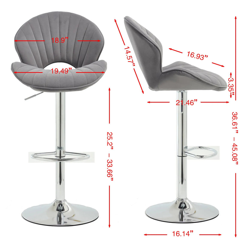 Bar Stools Set of 2 - Adjustable Barstools with Back and Footrest by HouseOfZazla