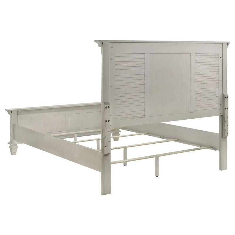 Franco Wood Queen Panel Bed Distressed White by Unique Piece Furniture