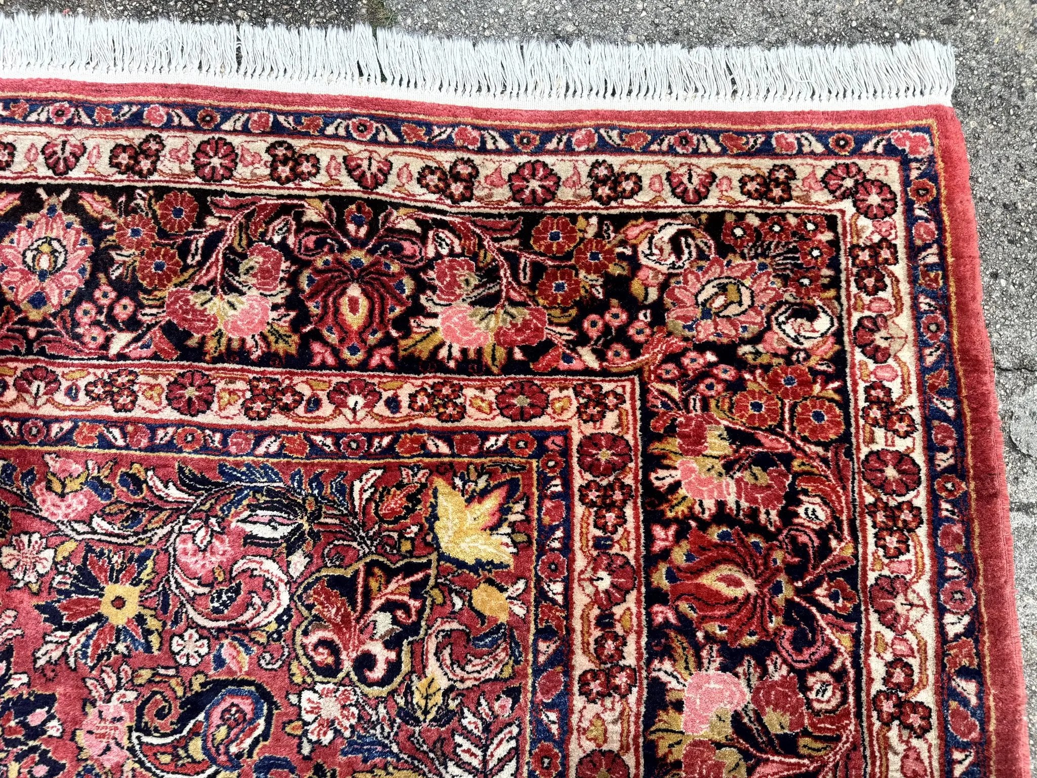 Large Antique Persian Sarouk Rug 11x18, Red, Floral Allover, Palace Size Wool Handmade Carpet by Jewel Rugs