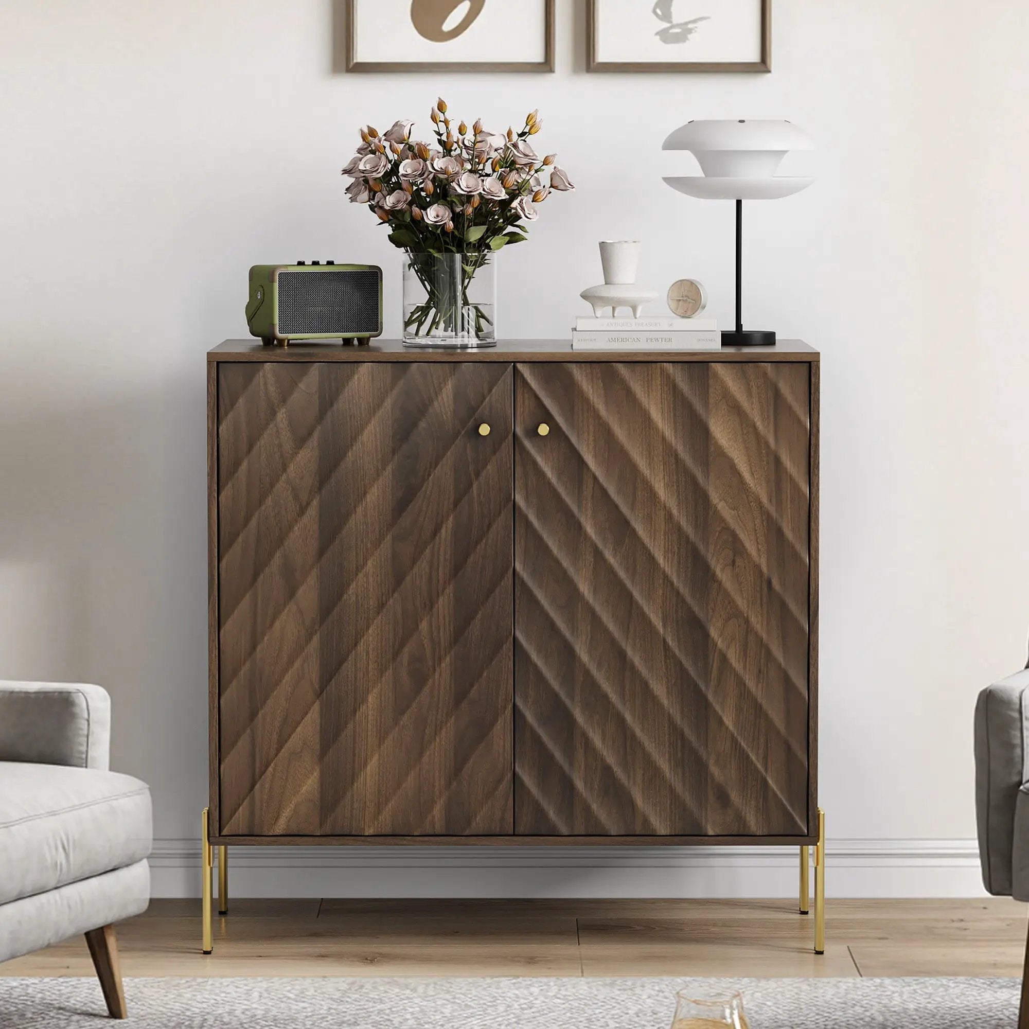 Sideboard Buffet With Storage For Living Room - Walnut by Unique Piece Furniture