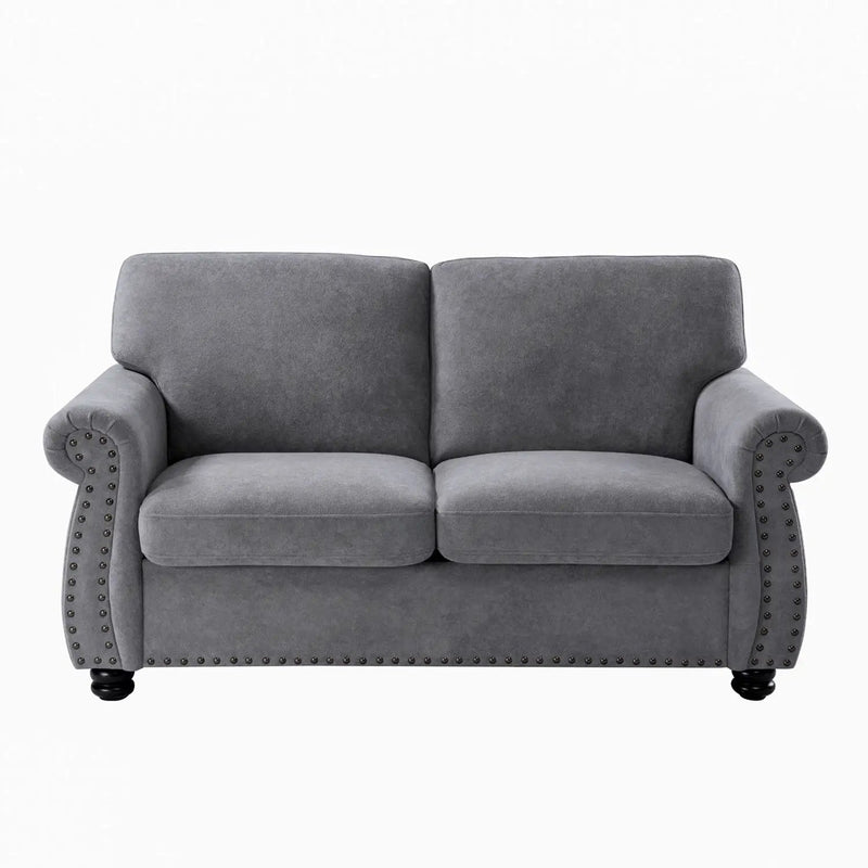 Soft Loveseat, Upholstered 2 Seater Couch, Loose Back Cushions And Turned Legs by Unique Piece Furniture
