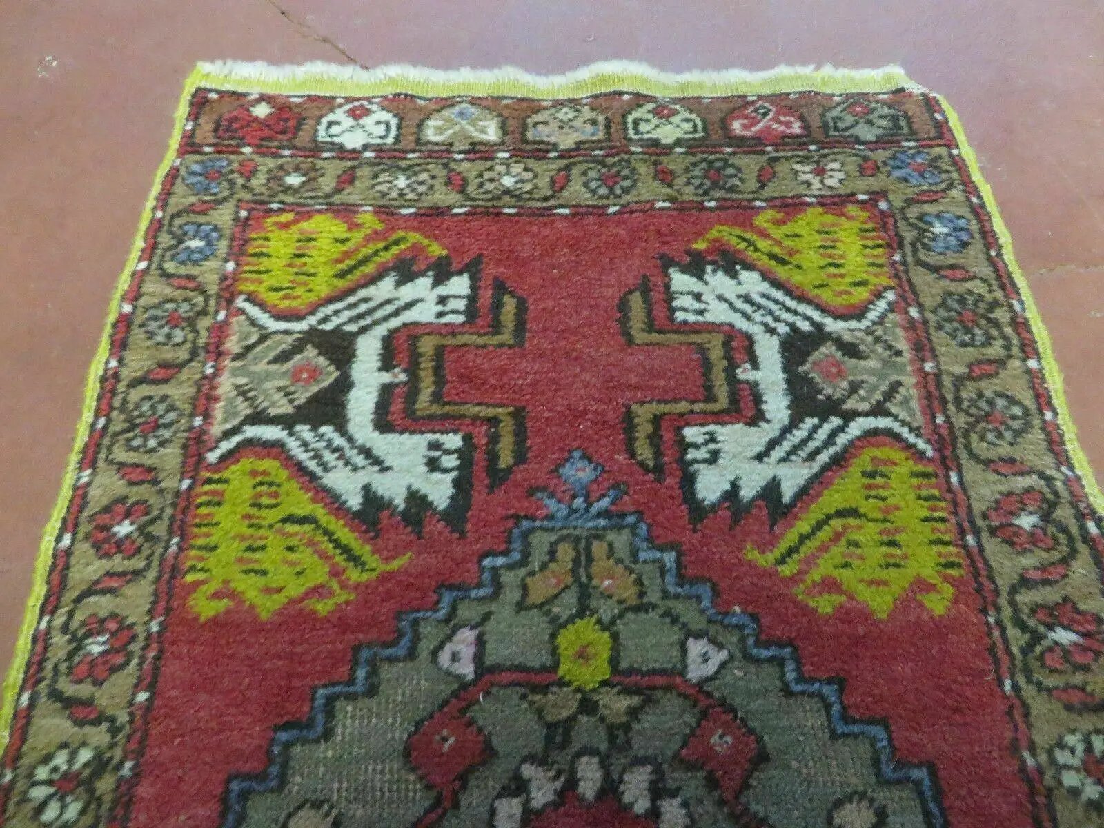 20" X 38" Antique Handmade Turkish Oushak Oshak Yastik Wool Rug Mat Turkey Nice by Jewel Rugs