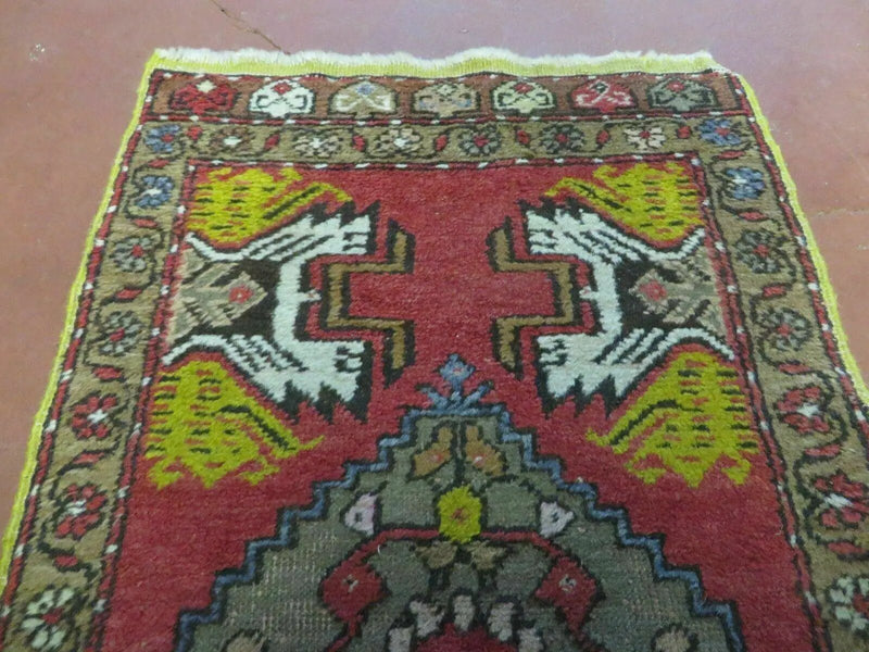20" X 38" Antique Handmade Turkish Oushak Oshak Yastik Wool Rug Mat Turkey Nice by Jewel Rugs