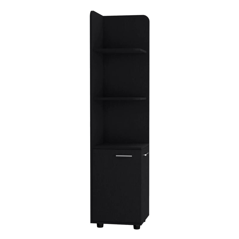 Corner Cabinet Tall With 3 Tier Shelf And 2 Door - Black by Unique Piece Furniture