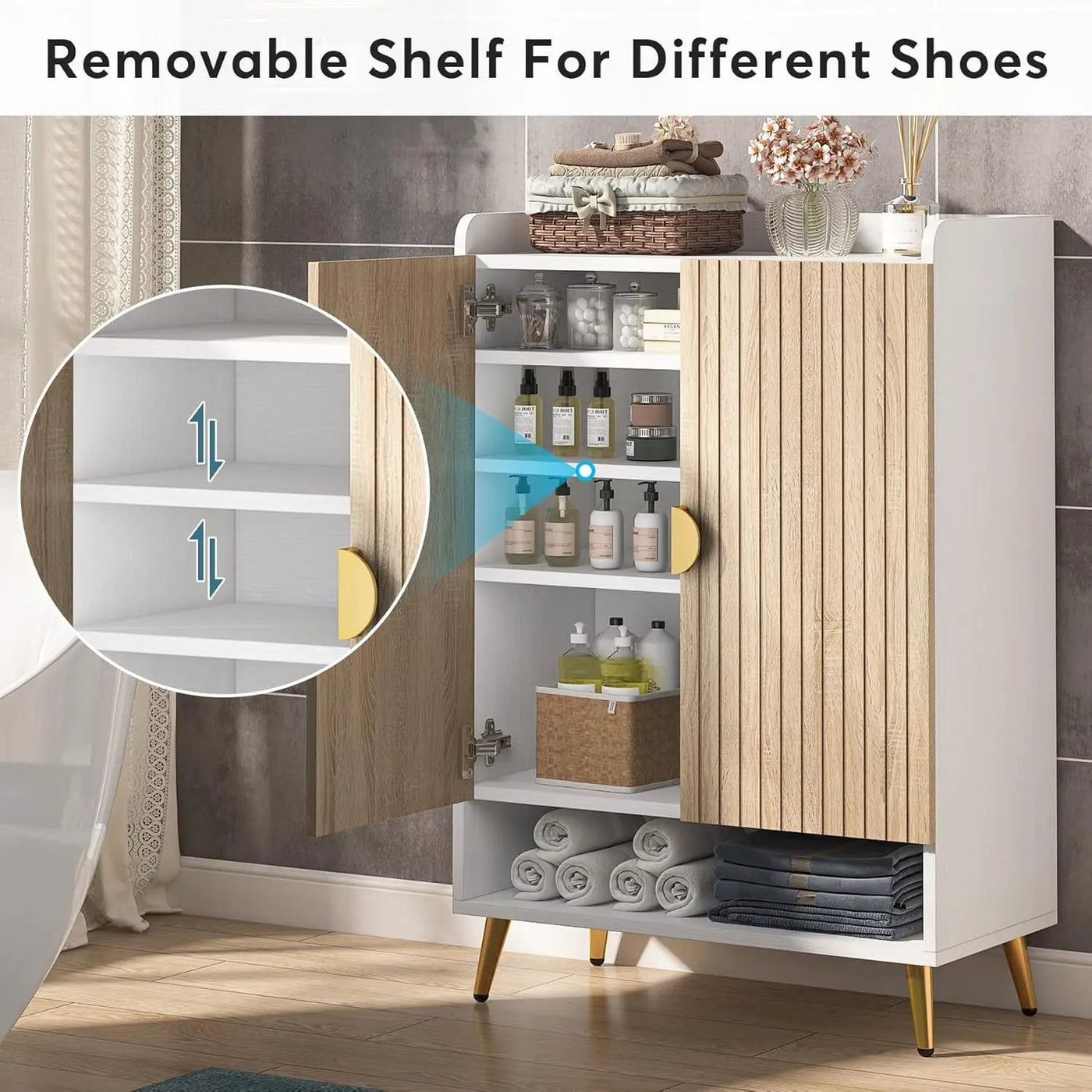 Shoe Cabinet With Doors, 7 Tier Storage Organizer by HouseOfZazla