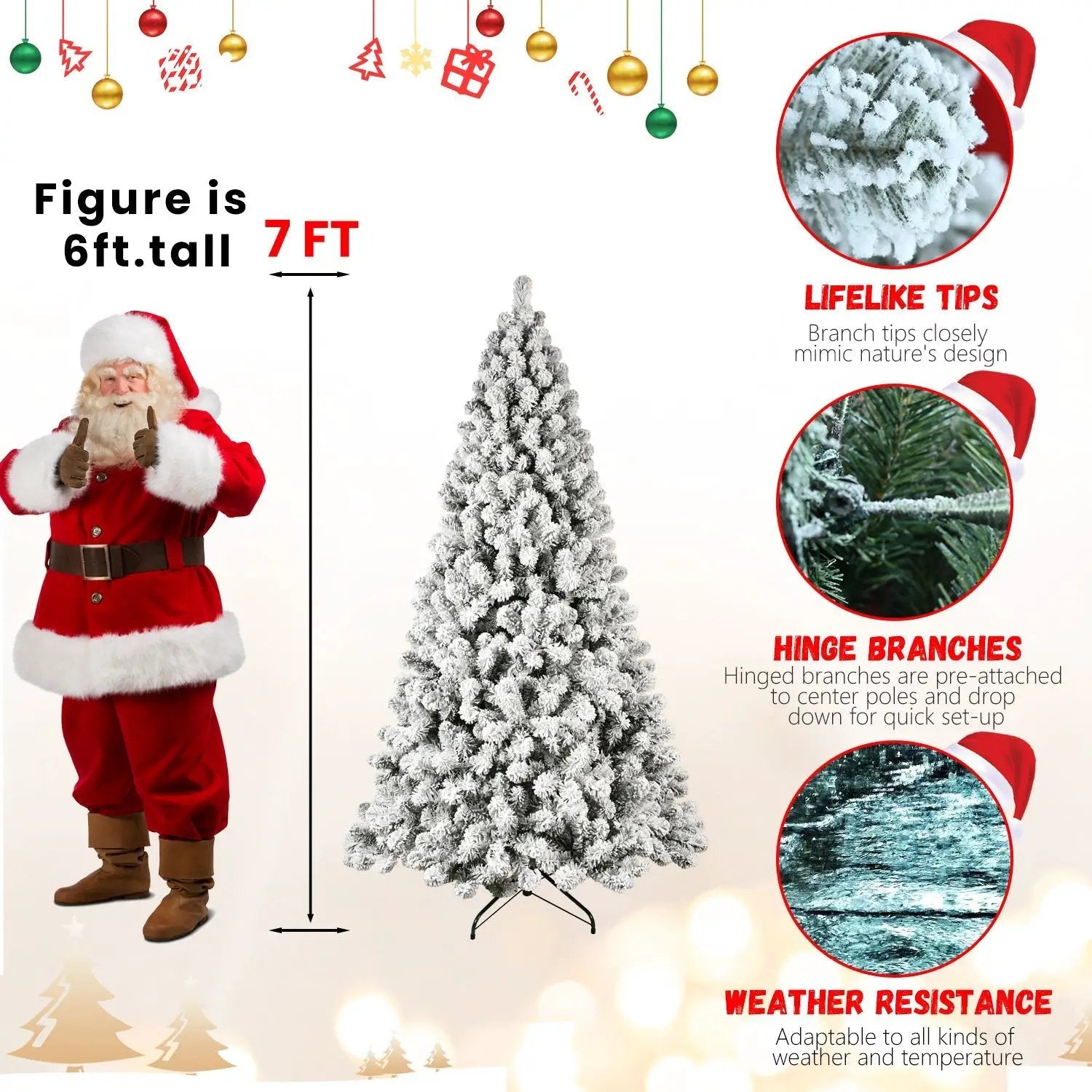 9-Foot Pre-Lit Snow-Flocked Christmas Tree by HouseOfZazla