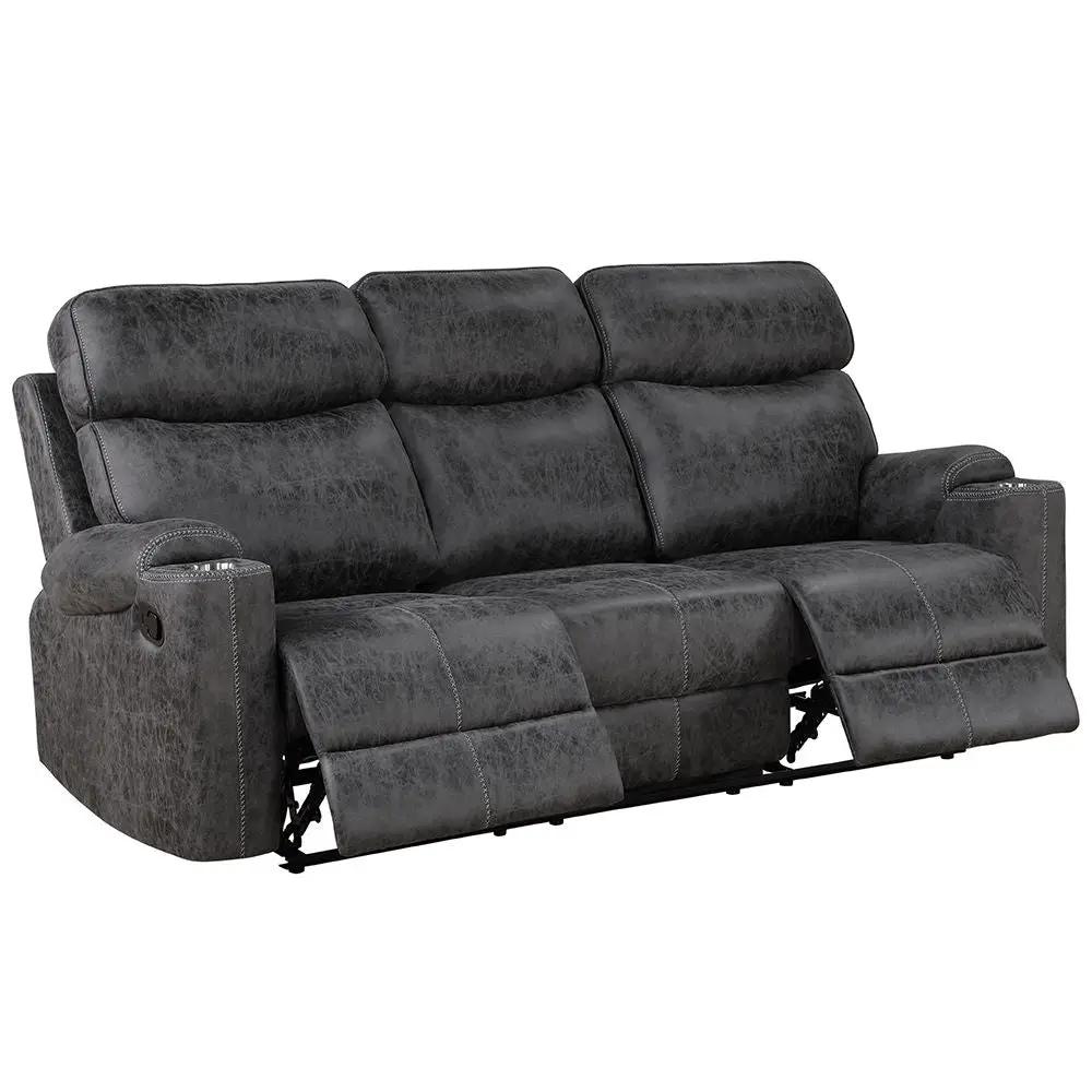 Hirah - Motion Sofa - Dark Gray Polish Microfiber by Unique Piece Furniture