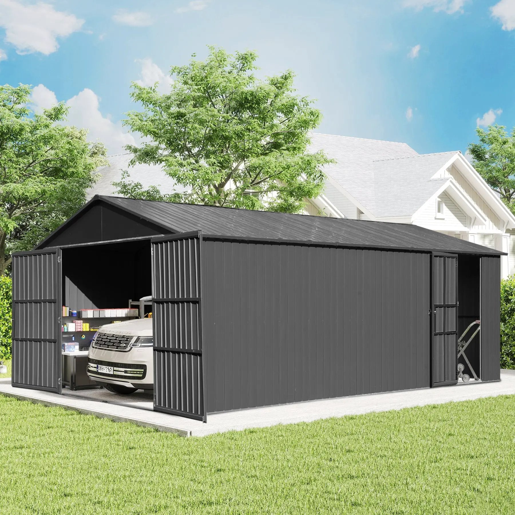 12x15FT Outdoor Metal Garage Shed by HouseOfZazla