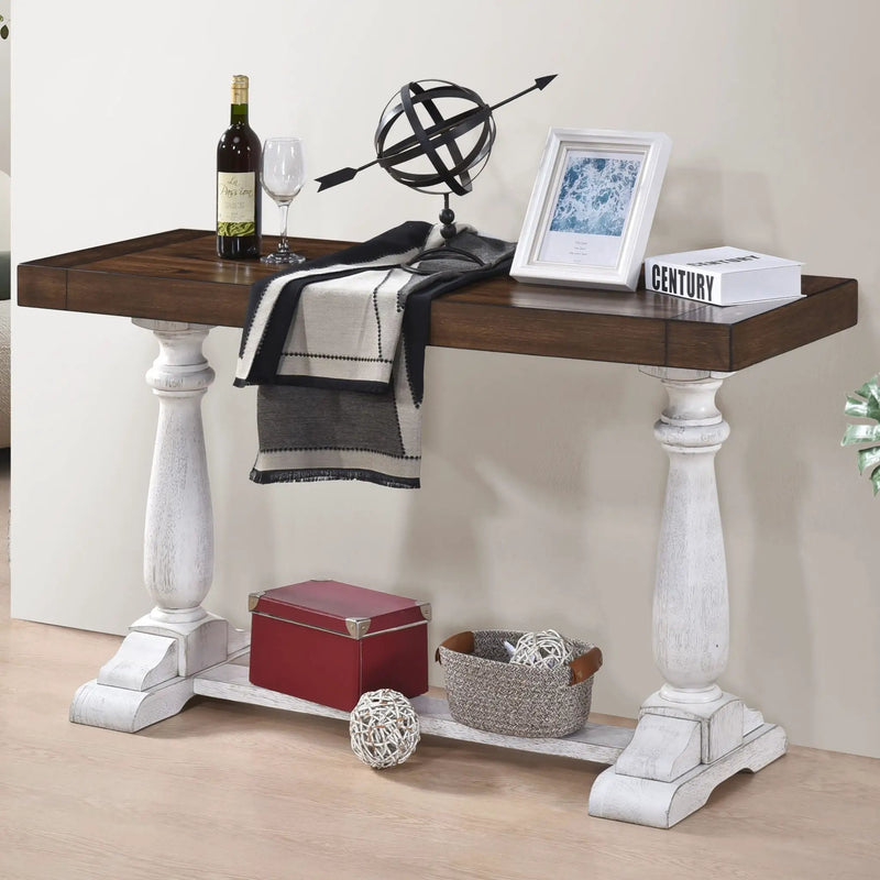 Farmhouse Retro Design Pedestal Sofa Tabe by Unique Piece Furniture