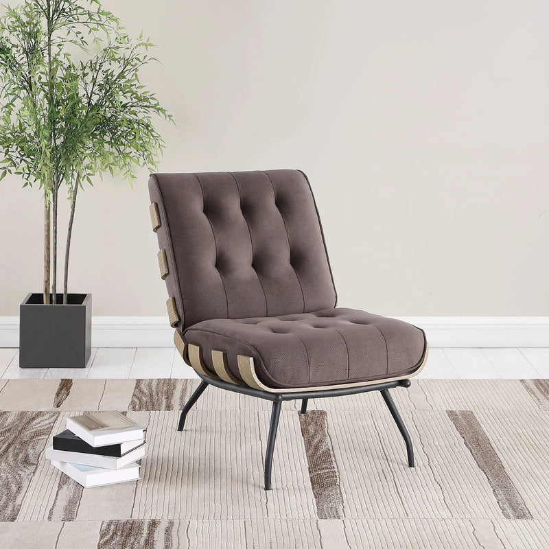 Staten - Upholstered Armless Accent Chair - Dark Brown by HouseOfZazla
