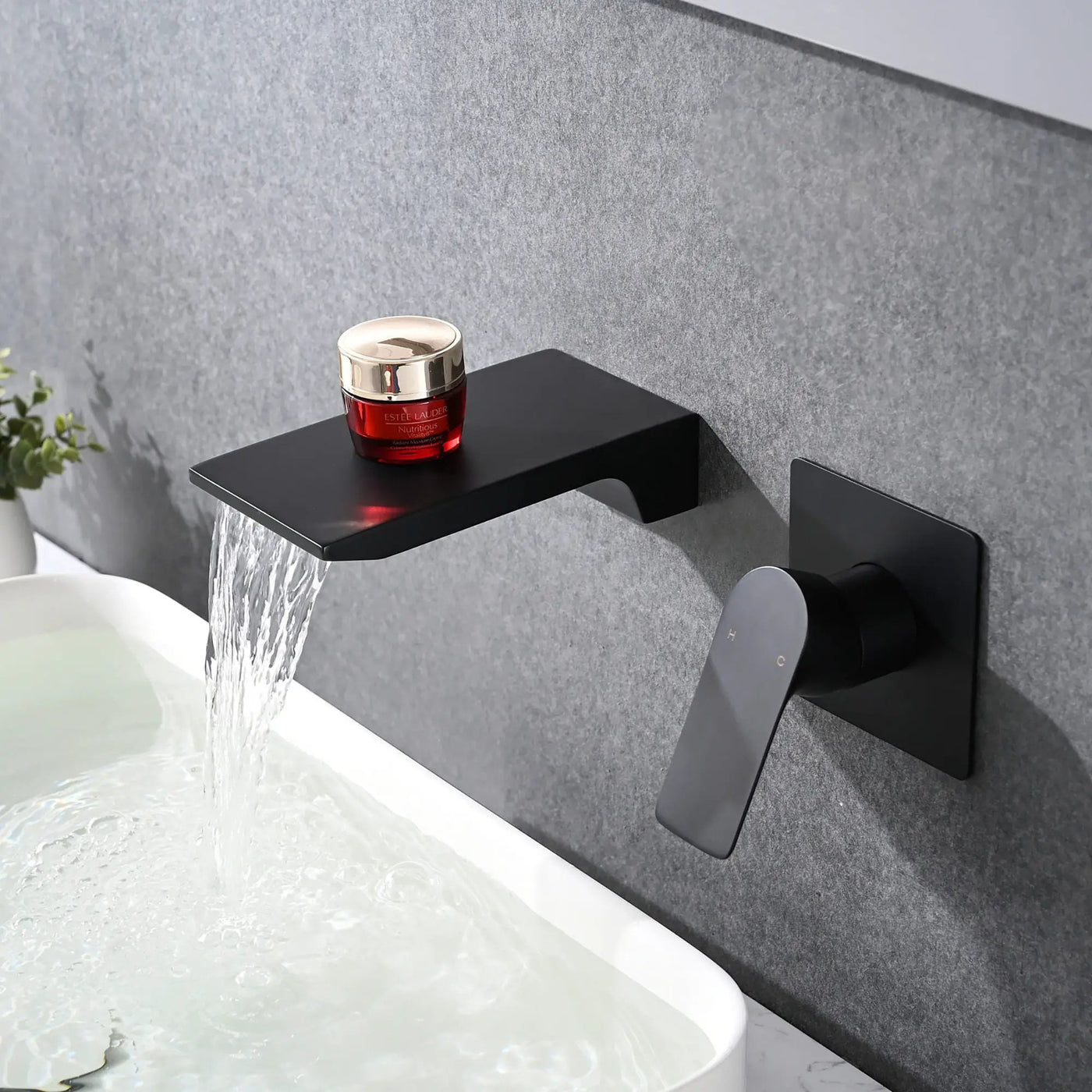 Modern Wall Mount Bathroom Sink Faucet With Waterfall Spout by HouseOfZazla