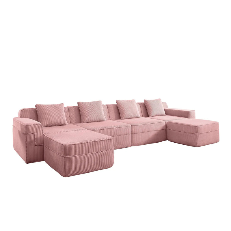 Modular 4 Seat U Shape Sectional Boneless Sofa by HouseOfZazla