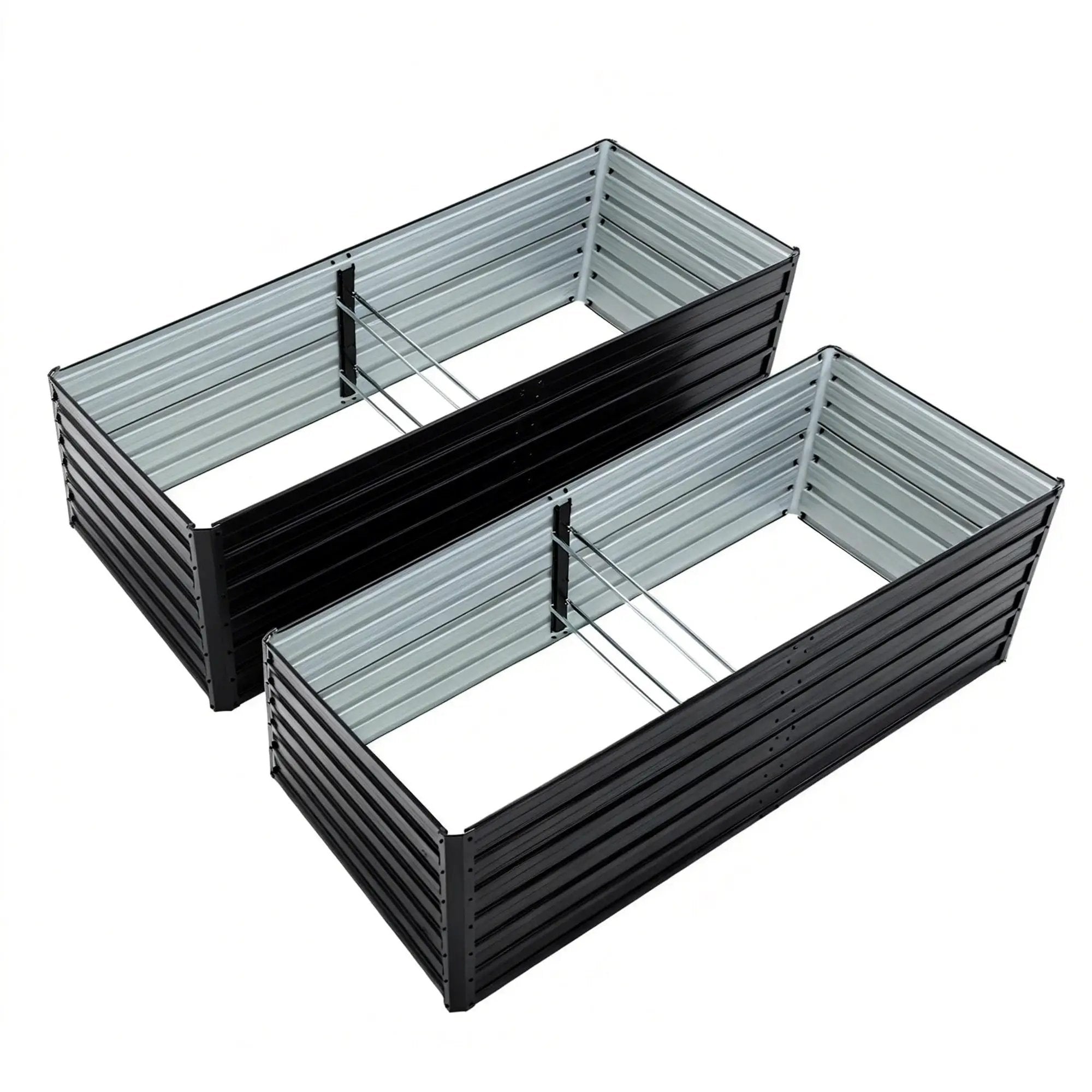 2 Pack Metal Raised Garden Bed Kit Outdoor - 8x4x2 FT Galvanized Planter Boxes Set by HouseOfZazla